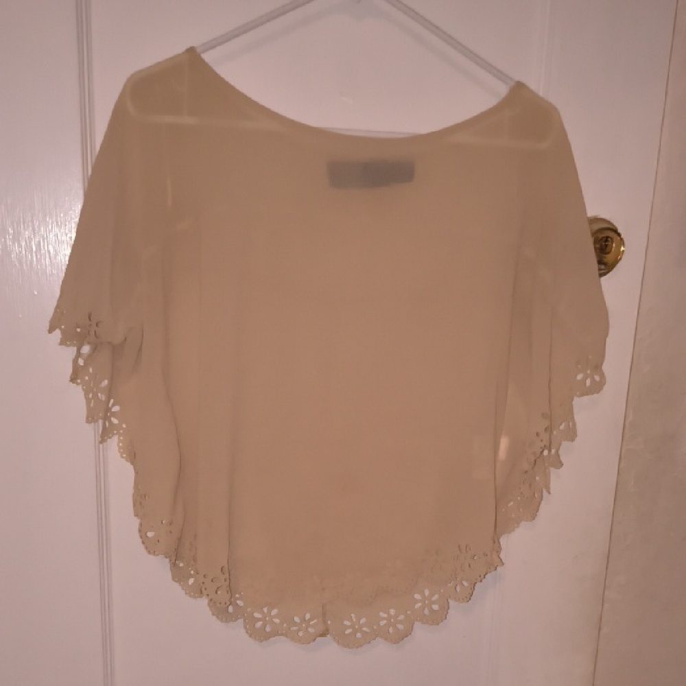 Costa Blanca | Beige Blouse with Eyelet Trim
